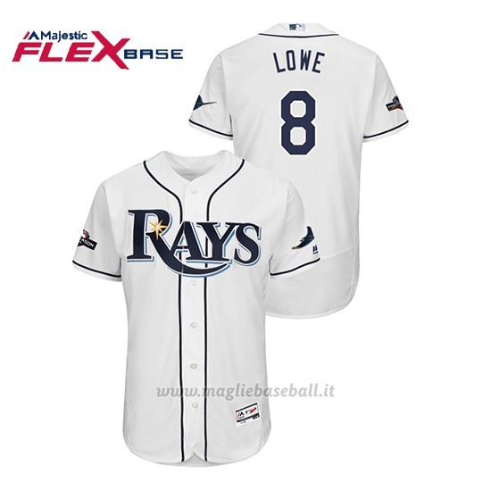 Maglia Baseball Uomo Tampa Bay Rays 8 Brandon Lowe 2019 Postseason Flex Base Bianco